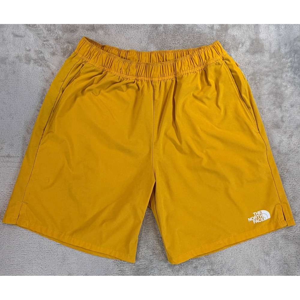 The North Face Mens Athletic Hiking Outdoor 7" Inseam Shorts Yellow Small